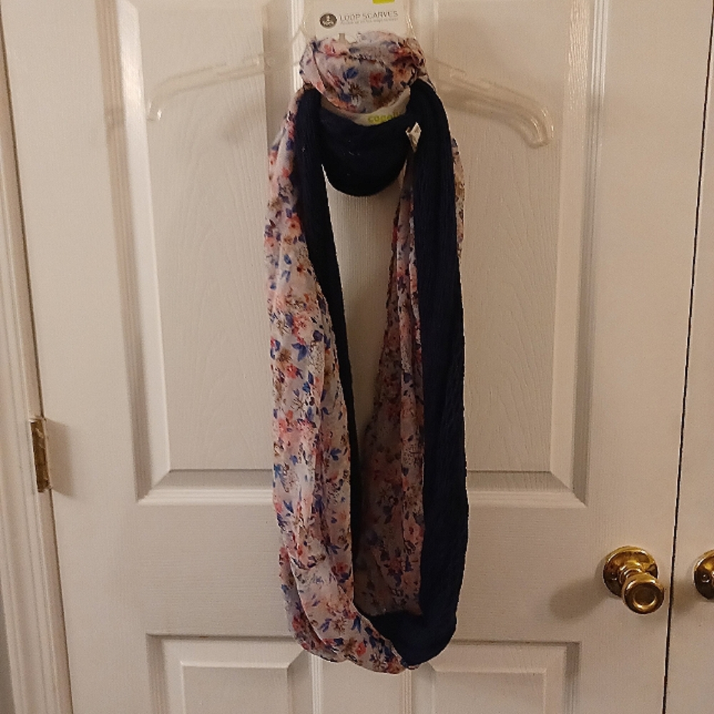 Boscov's ladies blue and floral loop scarves. Scarves are brand new with tag.